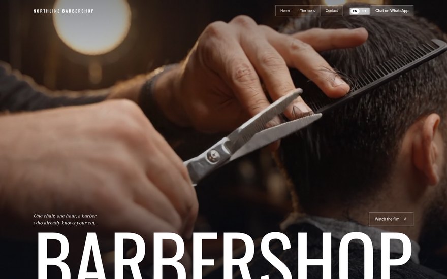 Barbearia cinema — o site é um filme