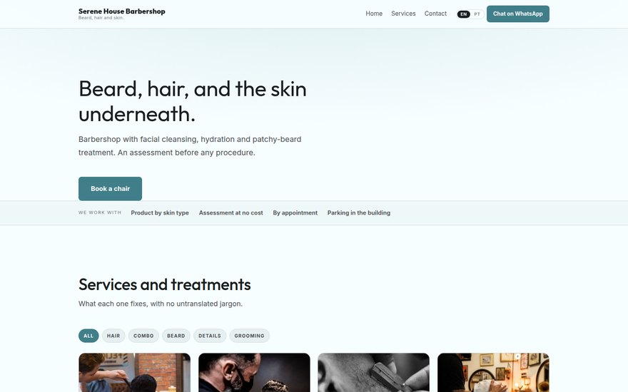 Barbearia e estética masculina — pele, cabelo e barba