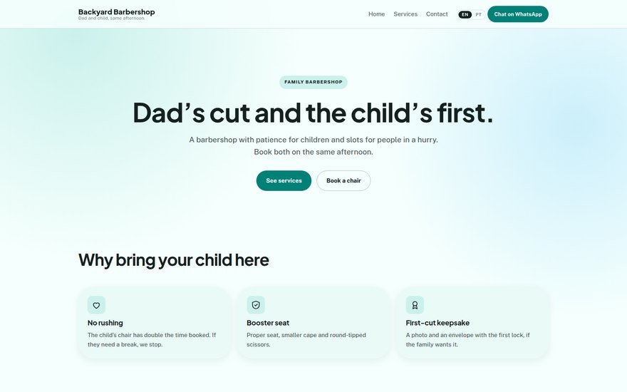 Barbearia de família — pai, filho e primeiro corte