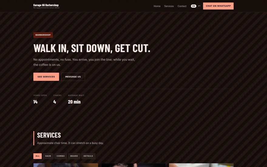 Barbearia garagem — oficina, moto e navalha